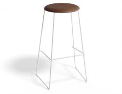 HUGO Barstool 75cm Whiteframe Tanvinyl Roundseat