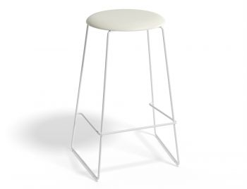 Hugo Bar Stool with White Frame and Vegan Leather Seat by Bent Design image