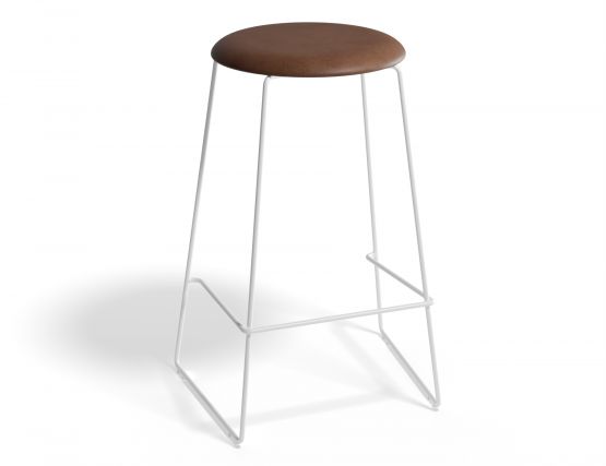 HUGO Barstool 66cm Whiteframe Tanvinyl Roundseat