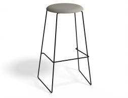 HUGO Barstool 75cm Blackframe Lightgreyfabric Roundseat