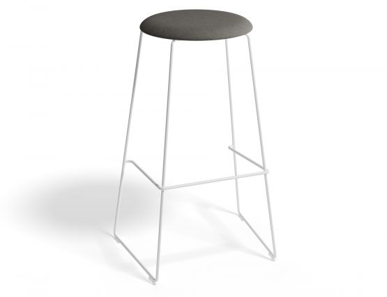 HUGO Barstool 75cm Whiteframe Greyfabric Roundseat