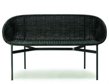 Clara Indoor Bench Graphite Rattan Seat Charcoal Frame image