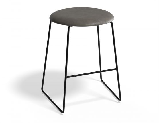 HUGO Lowstool 46cm Blackframe Greyvinyl Roundseat