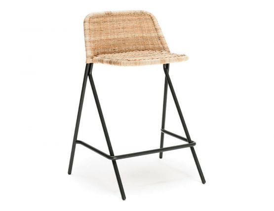 Kaki Stool Rattan Stool Backrest