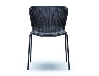 C603 Indoor Dining Chair / Charcoal Rattan / Black Frame image