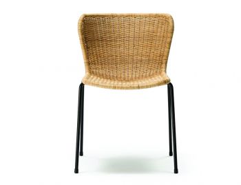 C603 Indoor Dining Chair / Natural Rattan Slimit / Black Frame image