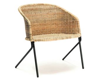 Kaki Indoor Lounge Chair Natural Rattan Slimit Charcoal Frame by Feelgood Designs image