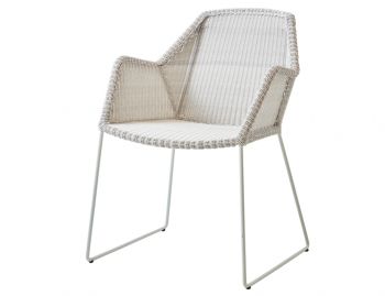 White Grey Breeze Sled Leg Outdoor Dining Chair No Seat Cushion by Strand & hvass For Cane-line image