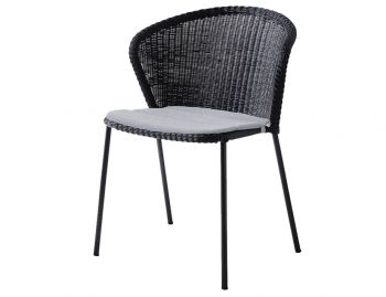 Lean Black Outdoor Stackable Chair With Seat Cushion by Welling & Ludvik For Cane-line image