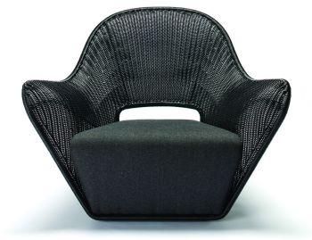 Manta Outdoor Lounge Chair Black Polyethylene Grey Fabric image