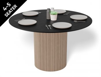 Poppy 120cm Dining Table with Black Stained Top and Natural Ash Base by Huset image