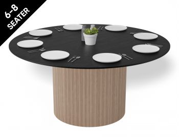 Poppy 155cm Dining Table with Black Stained Top and Natural Ash Base by Huset image