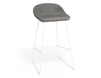 Pop Stool White Frame and Upholstered Vintage Grey Seat by Bent Design image