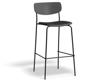 Rylie Bar Stool Padded Seat with Black Backrest by Huset image