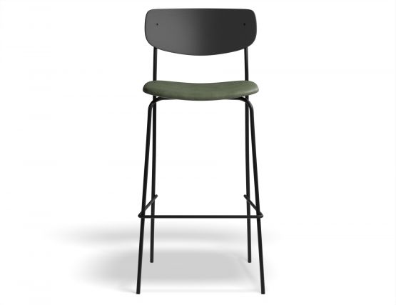 Rylie Stool 75cm Black GreenPU Front