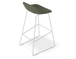 Pop Barstool 75cm Greenseat Whiteframe Backquarter