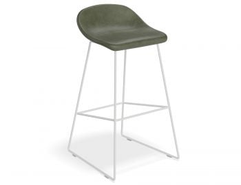 Pop Stool White Frame and Upholstered Vintage Green Seat by Bent Design  image