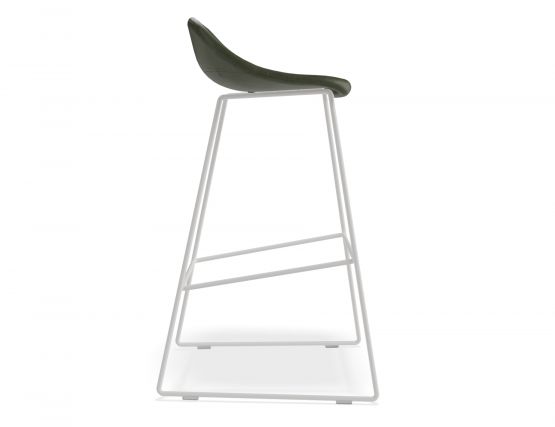 Pop Barstool 75cm Greenseat Whiteframe Side