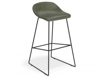 Pop Stool Black Frame and Upholstered Vintage Green Seat by Bent Design  image