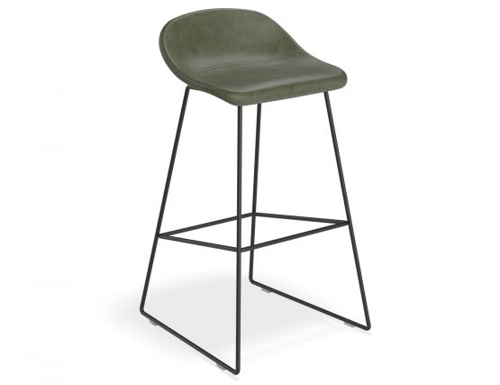 Pop Barstool 75cm Greenseat Blackframe Frontquarter