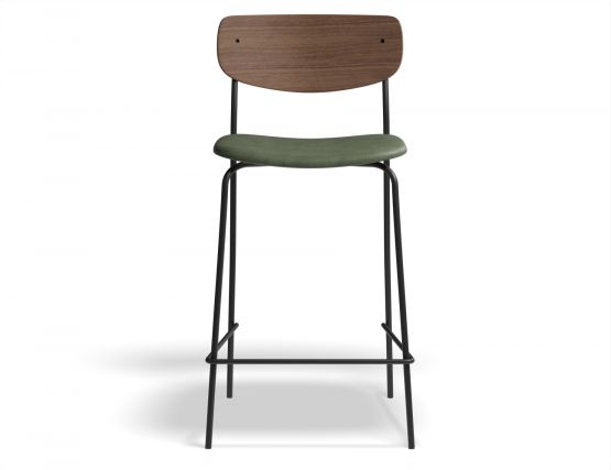 P4 Rylie Stool 65cm Walnut GreenPU Front