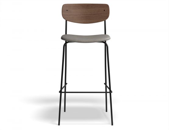 P4 Rylie Stool 75cm Walnut GreyPU Front