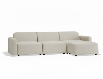 Atticus Modular Sofa 3 Seater with Ottoman Ivory Cream by Bent Design image