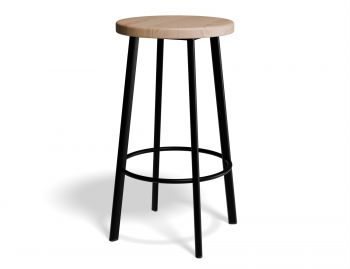 Atlas Bar Stool with Black Frame and Natural Ash Seat by Bent Design image