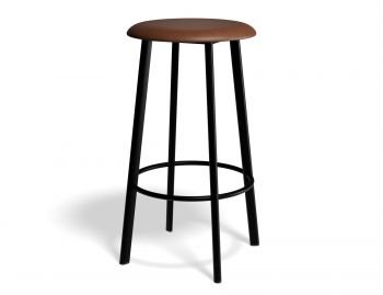 Atlas Bar Stool with Black Frame and Vegan Leather Seat by Bent Design image