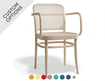 811 Hoffmann Armchair with Wood Seat and Cane Backrest by TON image