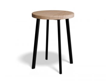 Atlas Low Stool with Black Frame and Natural American Ash Seat by Bent Design image