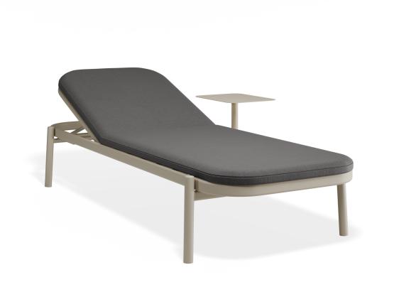 P 1 Verano Sunlounge Sidetable Latteframe Darkgreyfabric