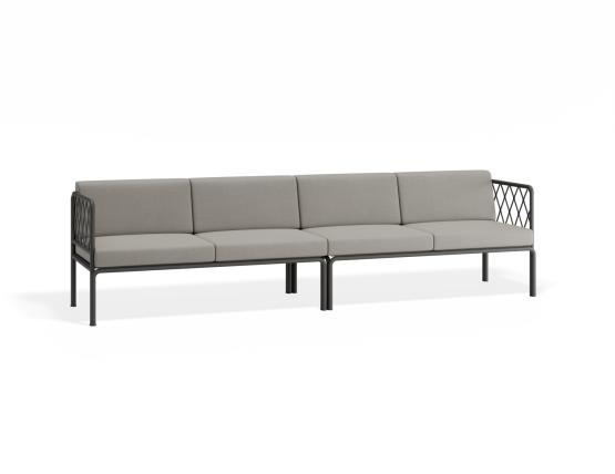 P 1 Sevillev2 4seater Charcoalframe Lightgreycushion