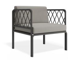 P 1v2 Seville Loungechair Charcoalframe Lightgreycushion