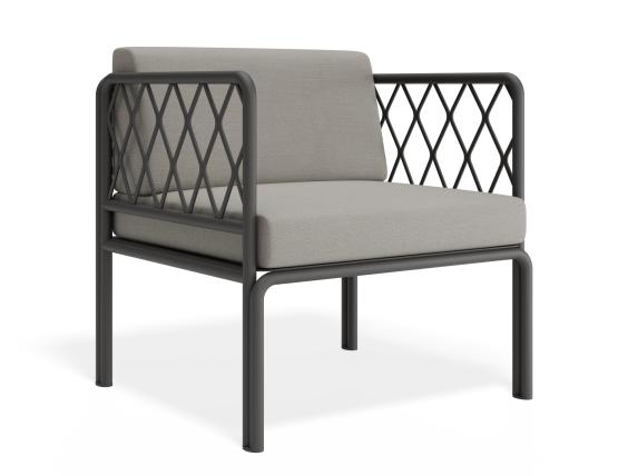 P 1v2 Seville Loungechair Charcoalframe Lightgreycushion