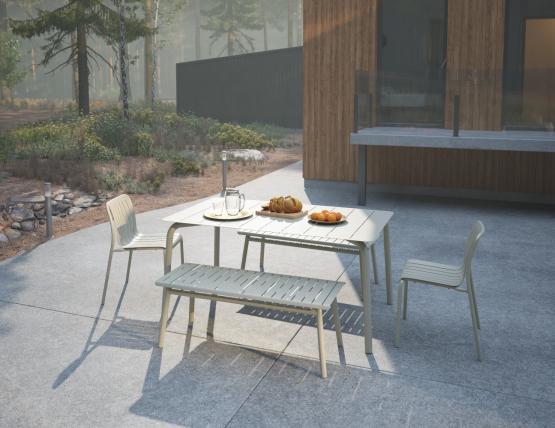 L 1 Roku Diningset120benches Latte