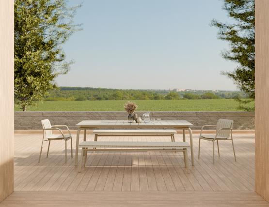 L 1 Roku Diningtable 240 Bench Pad Latte Husk Residential