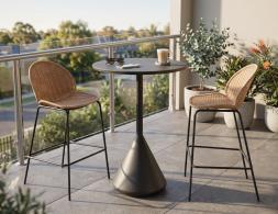 Rattan Bar Stool With Ceramic High Bar Table