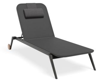 Amalfi Charcoal Sun Lounge with Black Mesh by Bent Design image