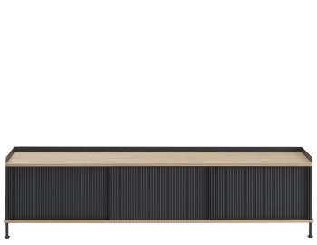 Enfold Sideboard 186 x 45 cm in Anthracite Black with Natural Oak by Thomas Bentzen for Muuto image