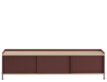 Enfold Sideboard 186 x 45 cm in Deep Red with Natural Oak by Thomas Bentzen for Muuto image