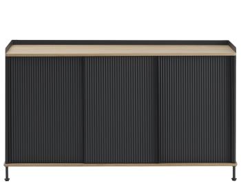 Enfold Sideboard 148 x 45 cm in Anthracite Black with Natural Oak by Thomas Bentzen for Muuto image