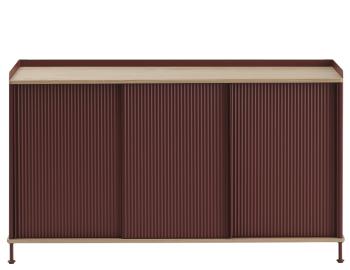 Enfold Sideboard 148 x 45 cm in Deep Red with Natural Oak by Thomas Bentzen for Muuto image