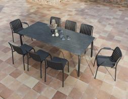 L 4 Roku Diningtable Basalt 220 Chairs Pad Charcoal Charcoal Residential
