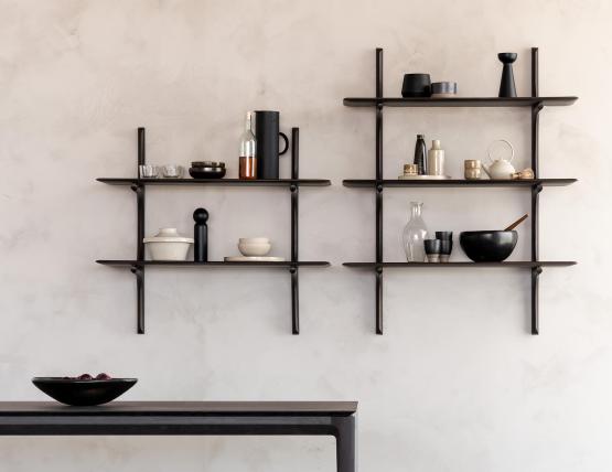 Ethnicraft Wall Shelf Mahogany Dark Brown Lifestyle 01