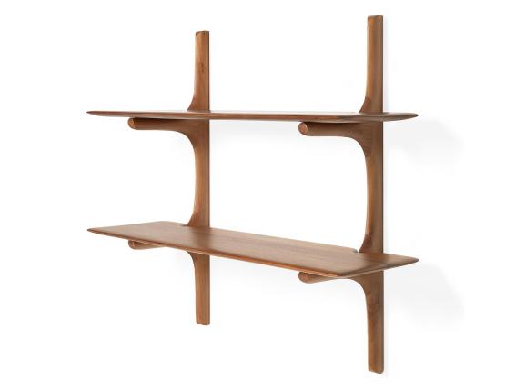 C139002640 Ethnicraft Pi Wall Shelf Mahogany Natural 2 Shelf 02