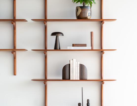 Ethnicraft Pi Wall Shelf Mahogany Natural Lifestyle 02