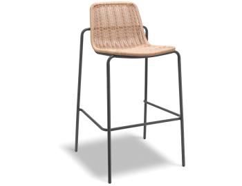 Cenote Outdoor Bar Stool Natural Rattan Charcoal Base by Huset image