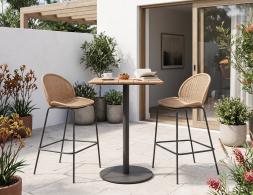 Sombre Stool With Teak High Table
