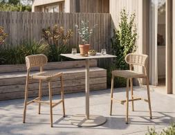 Roku High Bar Table With Teak Stools